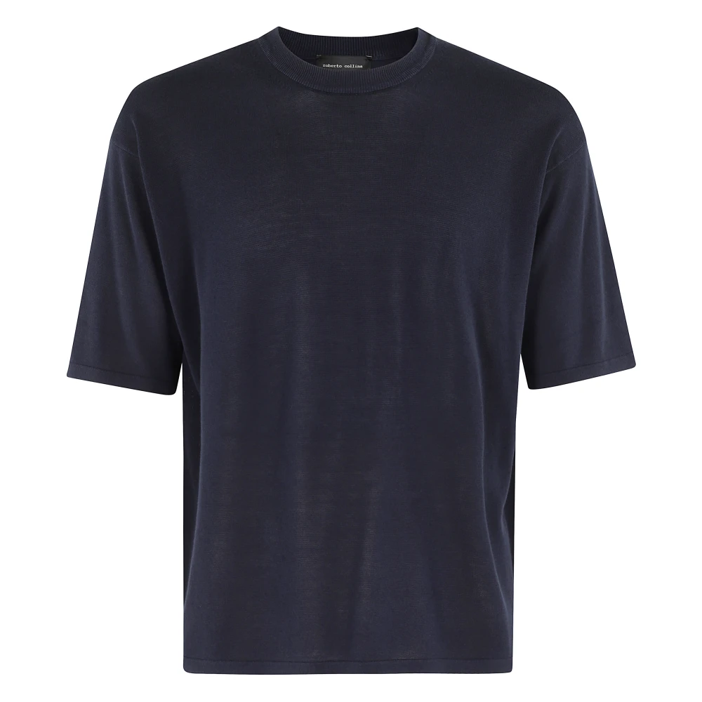 Roberto Collina Comfortabele pasvorm ronde hals trui Blue Heren