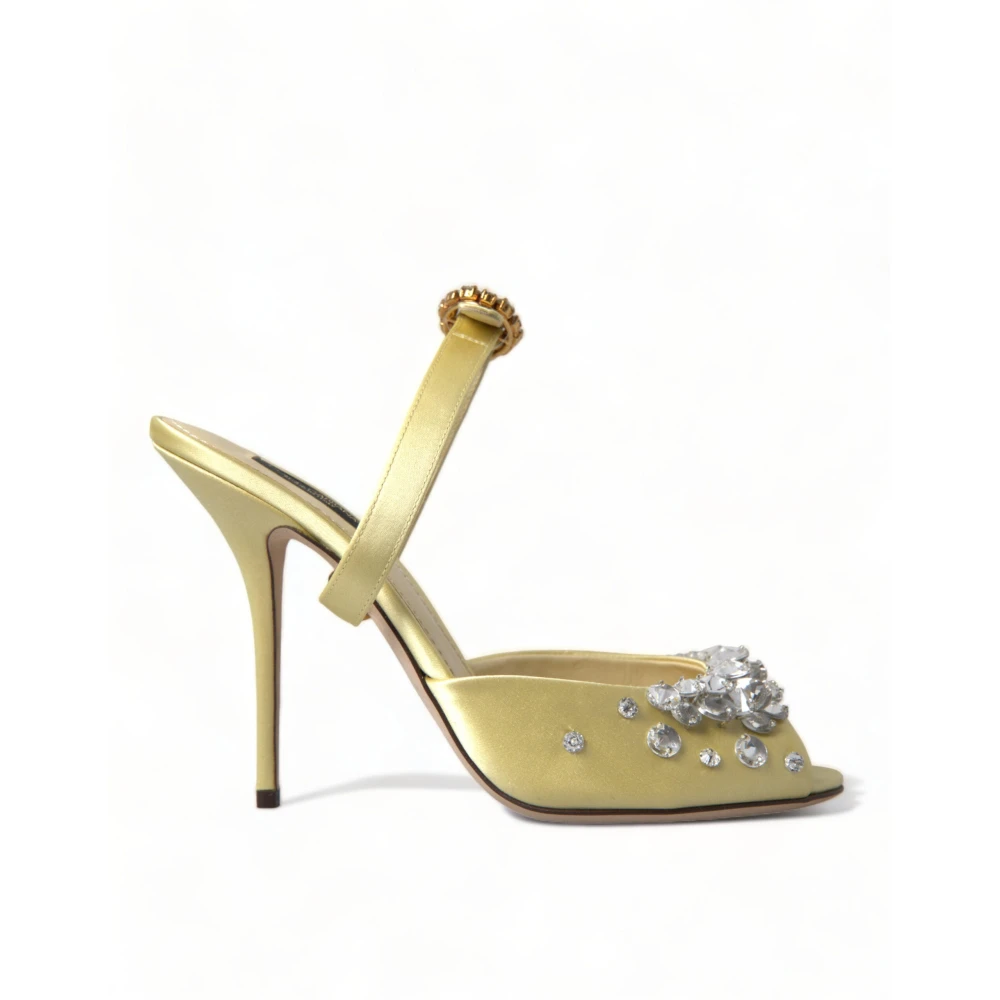 Dolce & Gabbana Women's Yellow Crystal Embellished Silk Sandals