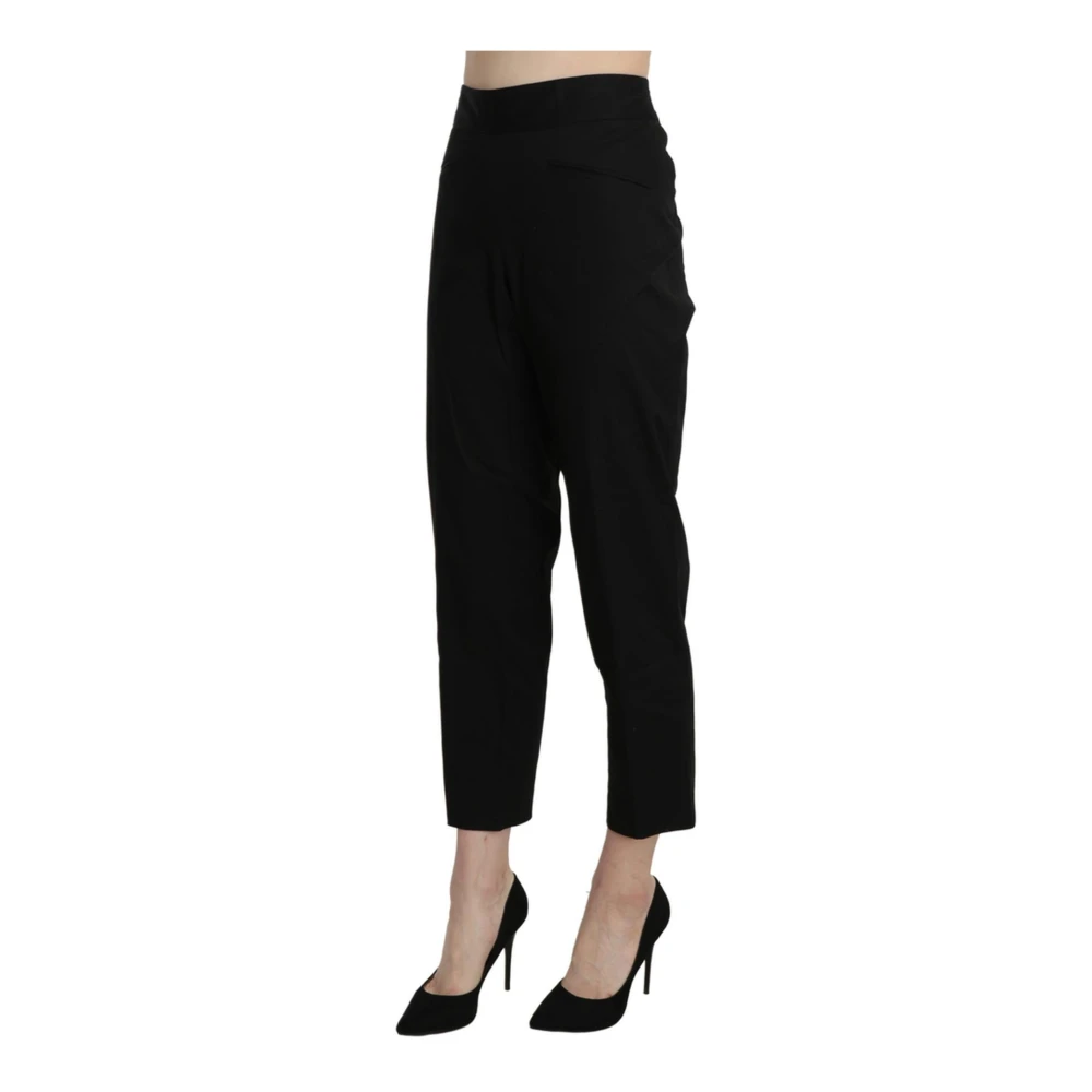 Bencivenga , Cropped Trousers, Female, Black, M, Black Logo Detail Cropped Trousers