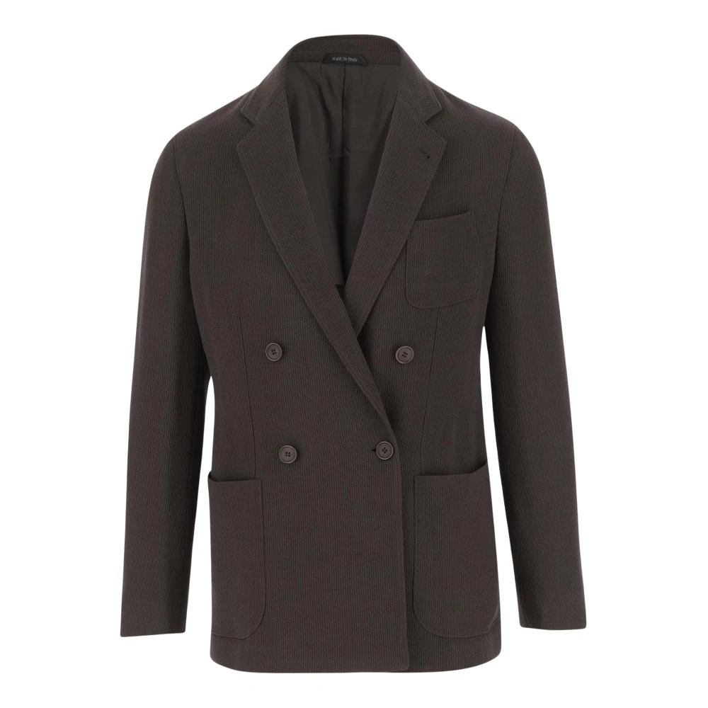 Giorgio Armani Double-breasted wollen blend jas bruin Brown Heren