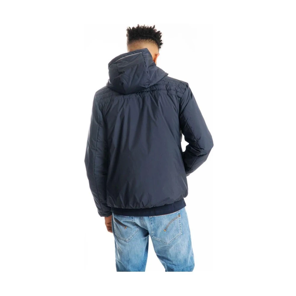 People of Shibuya Gewatteerde technische stofjas met capuchon Blue Heren