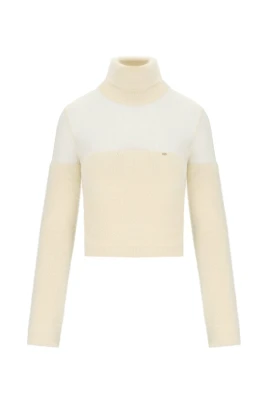 Mönstrad Cropped Turtleneck-tröja