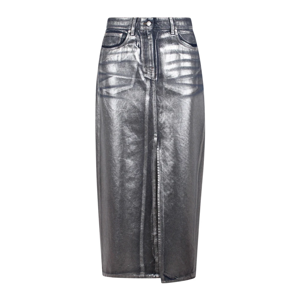 Msgm Lange rok van gecoate katoen denim Blue Dames