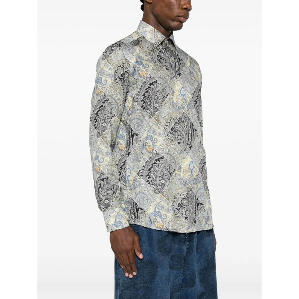 ETRO Blauwe Bedrukte Roma Shirt Multicolor Heren