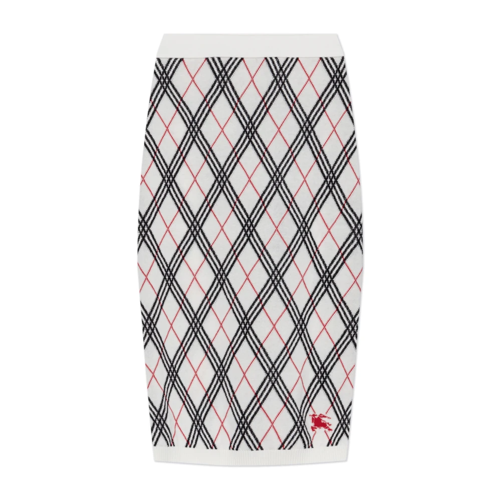 Burberry Women's White Plaid Pattern Skirt - Midi Skirts - M - Skirts