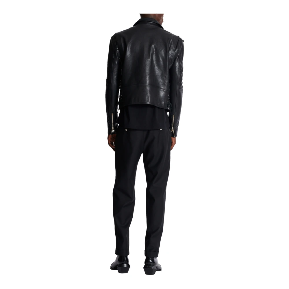 Balmain Kalfsleren bikerjack Black Heren