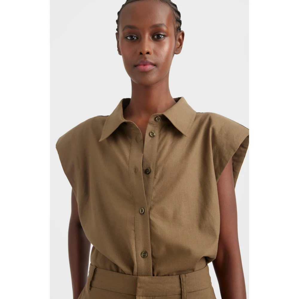Gestuz Linnen mouwloze shirt Gray Dames