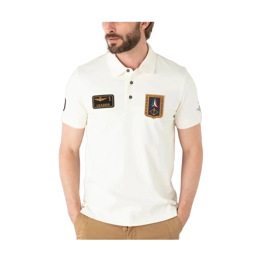 Aeronautica militare Wit Poloshirt voor Mannen Beige Heren