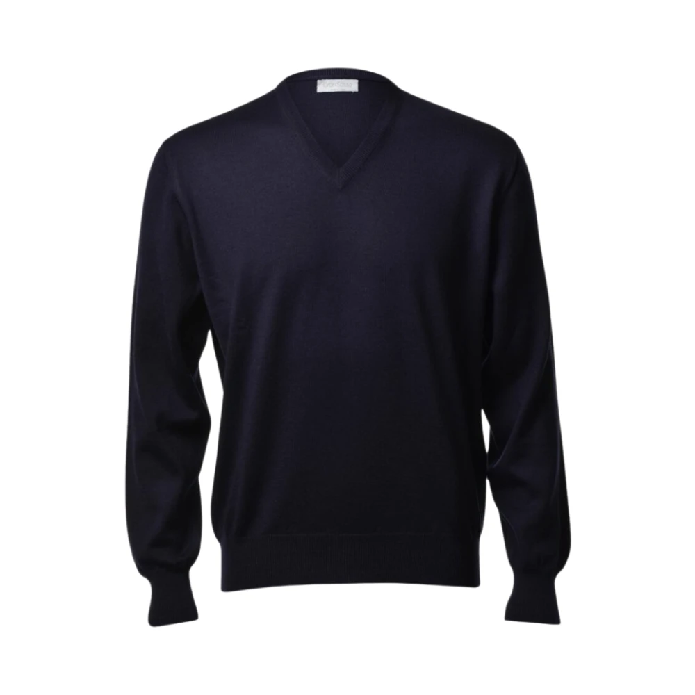Gran Sasso V-hals Knitwear Blue Heren