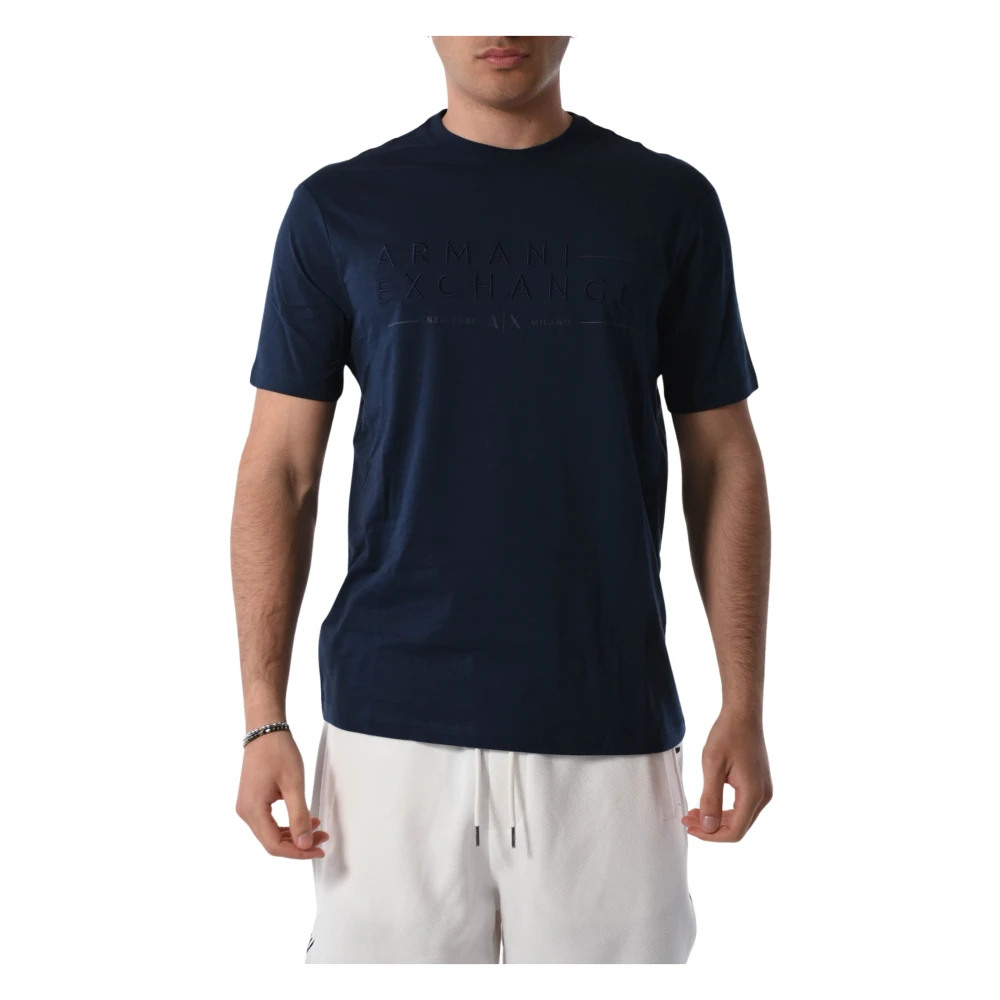 Armani Exchange Katoenen T-shirt met Frontlogo Blue Heren