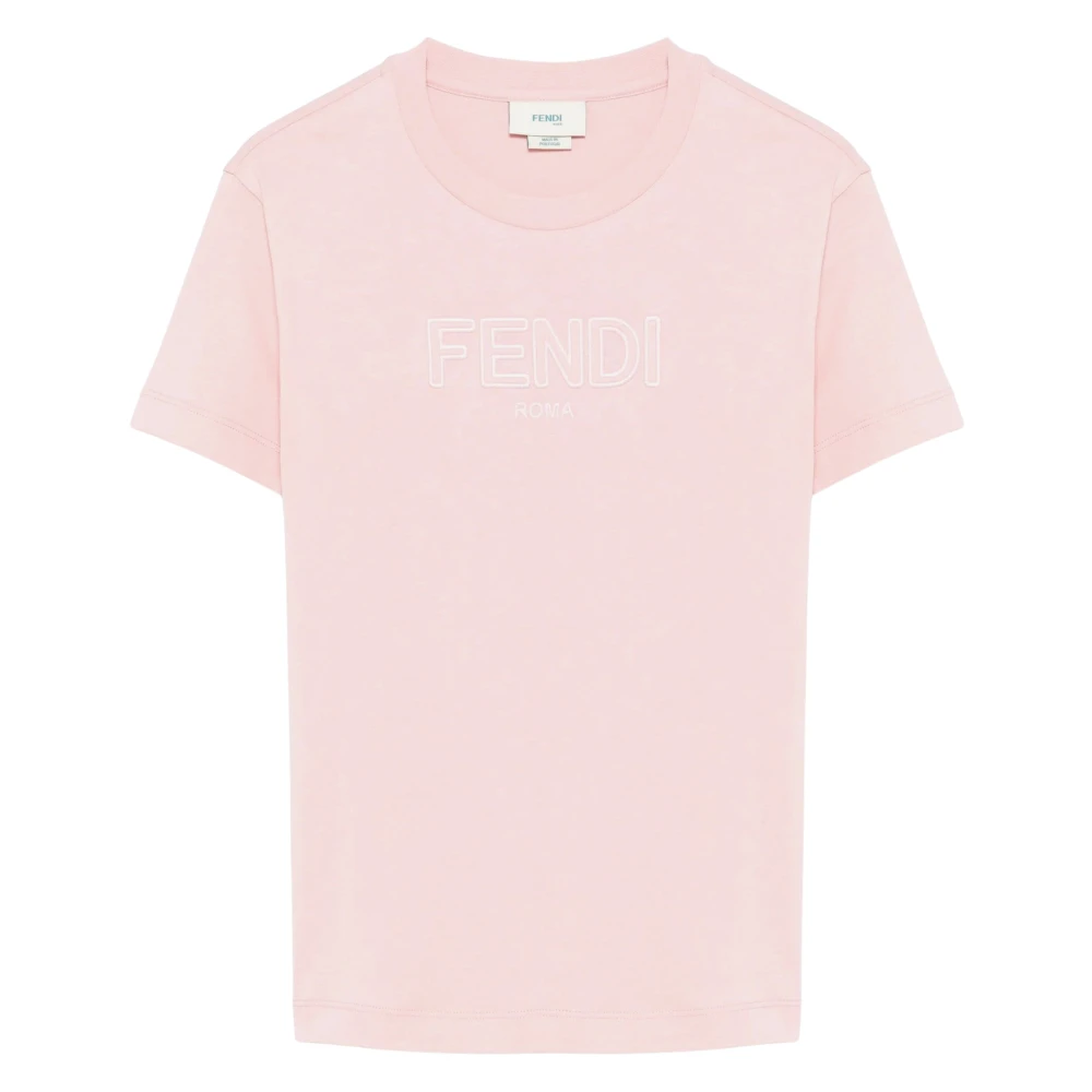 Fendi Girls Pink Kids Short Sleeve T-Shirts, 4 Y, Logo T-Shirt For