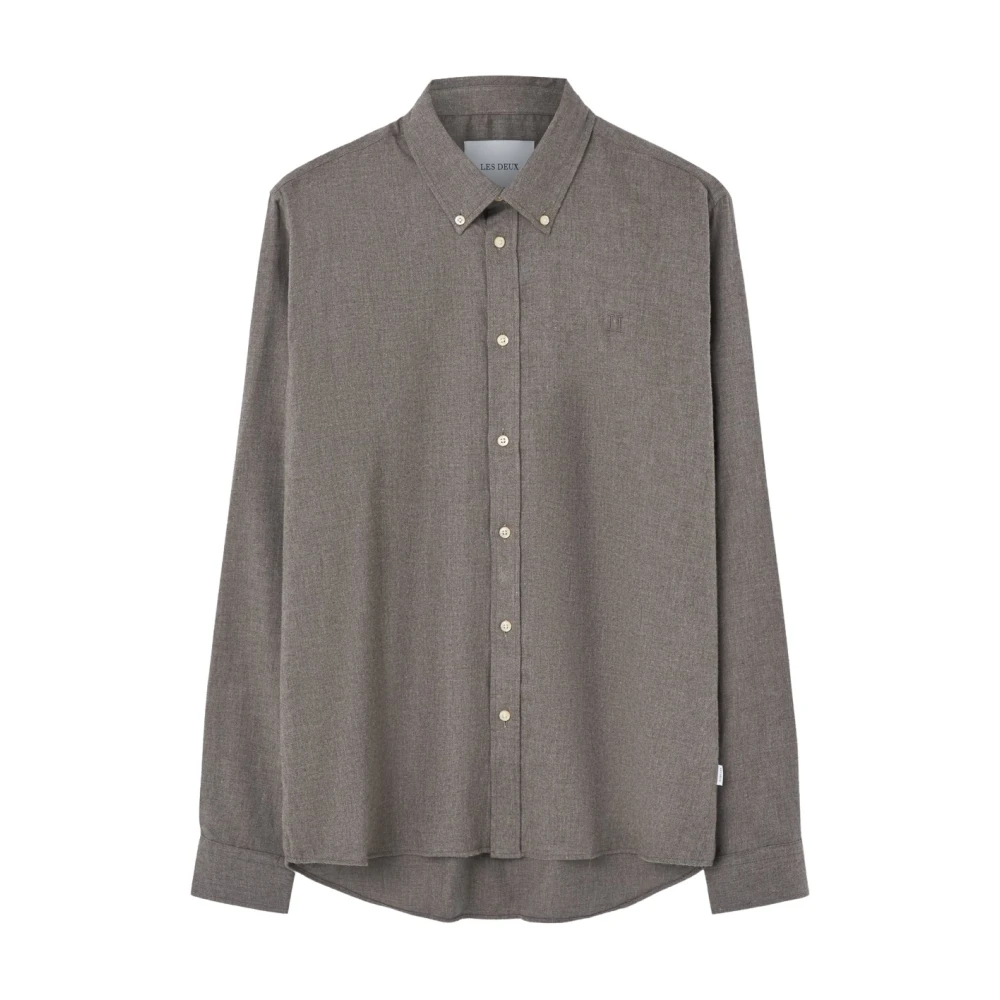 Les Deux Grijze Button Down Shirt Gray Heren