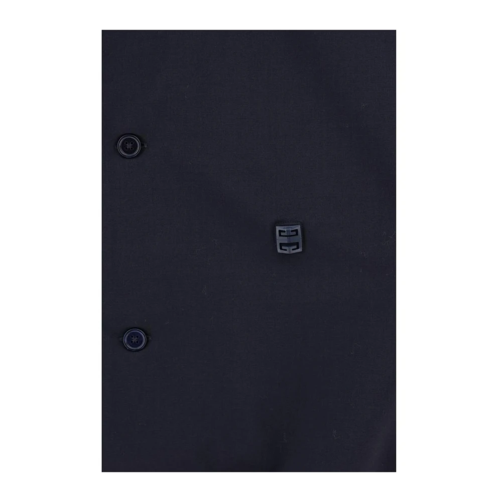 Givenchy Monochrome wollen overhemd met Cubaanse kraag Blue Heren