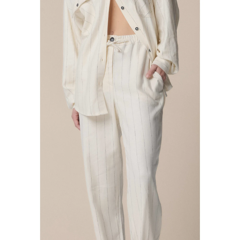 Kocca Gestreepte broek met rechte snit Beige Dames