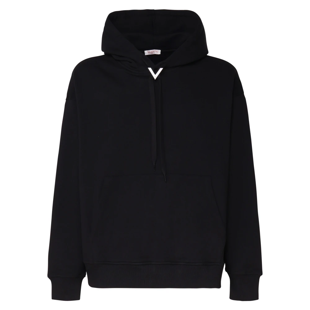 Valentino Garavani Zwarte Katoenen Hoodie Kangoeroezakken Black Heren