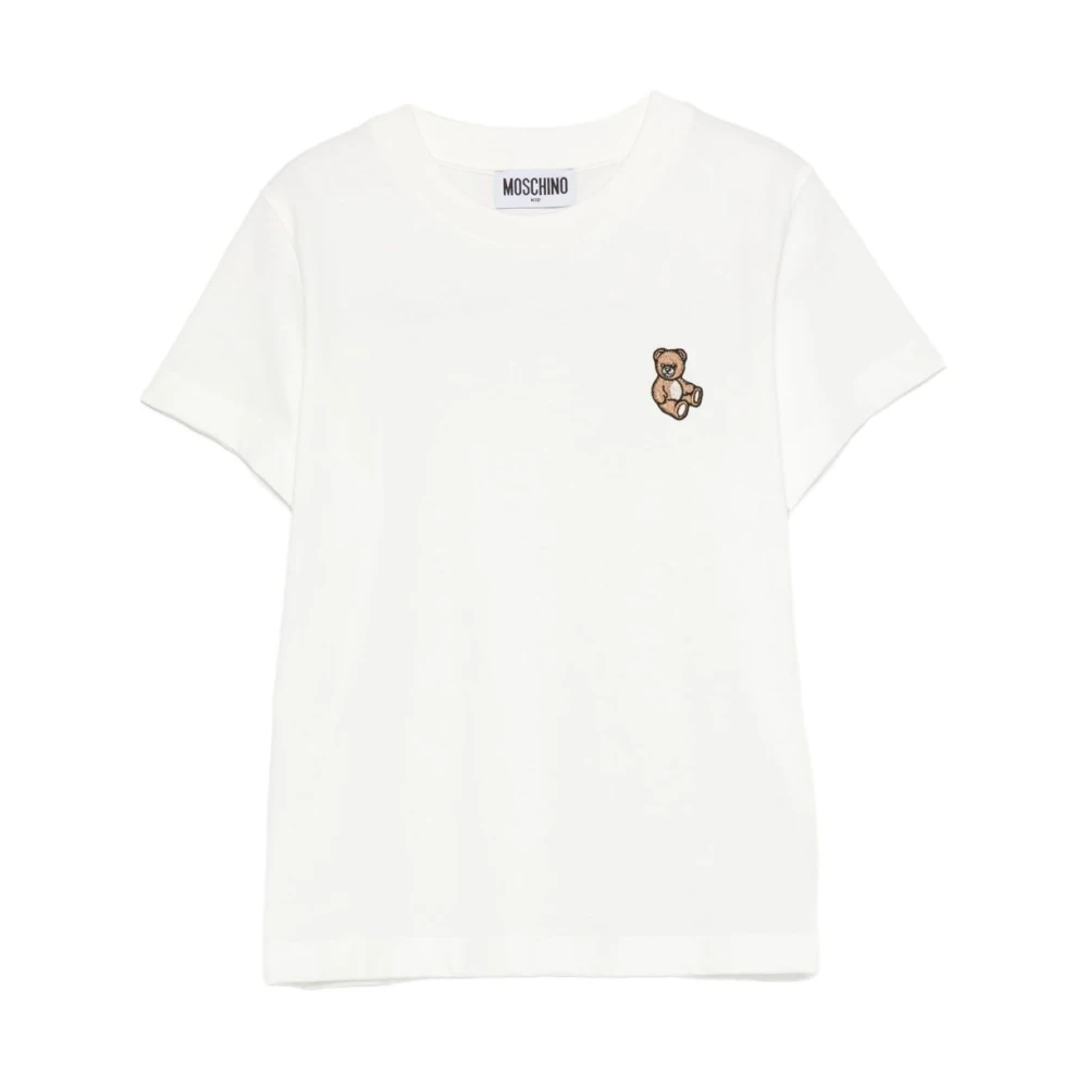 Moschino Girls White Kids Short Sleeve T-Shirts, 4 Y, Kids T-Shirt With Teddy Bear