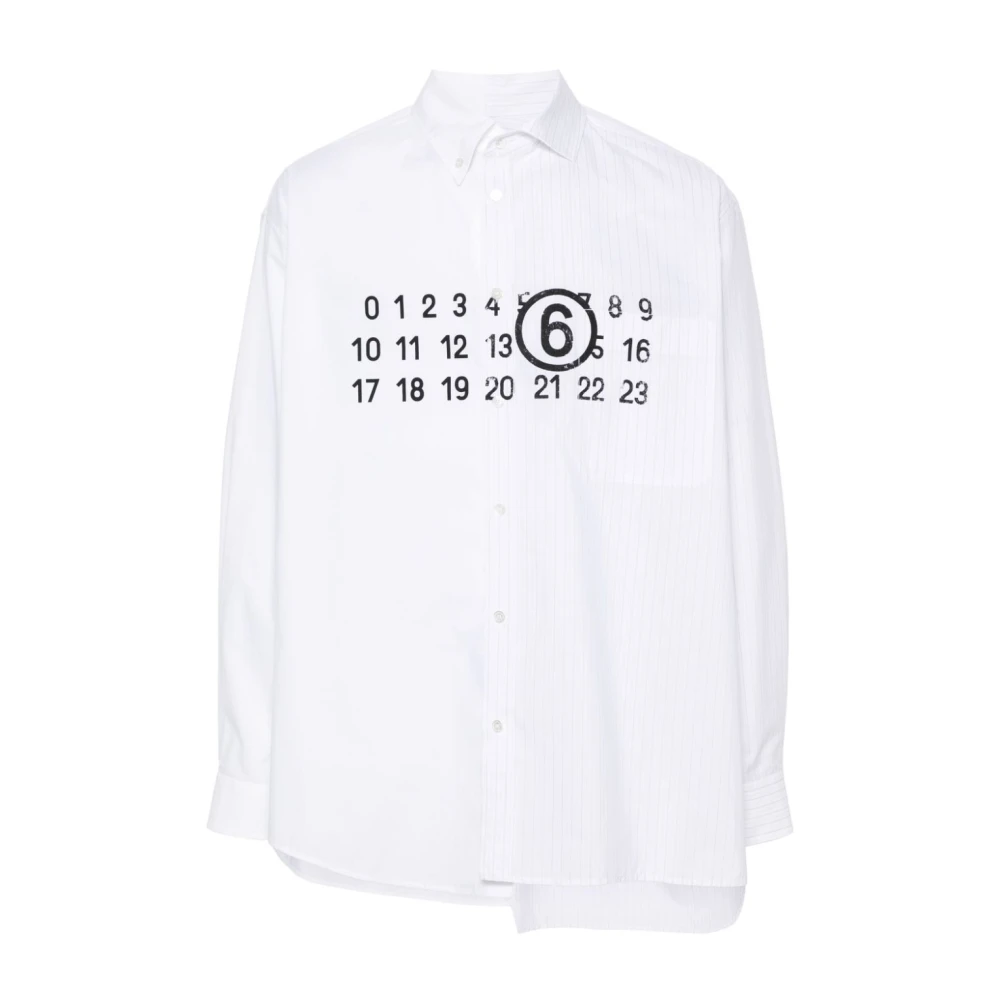 MM6 Maison Margiela Gestreepte Panelen Shirt White Heren