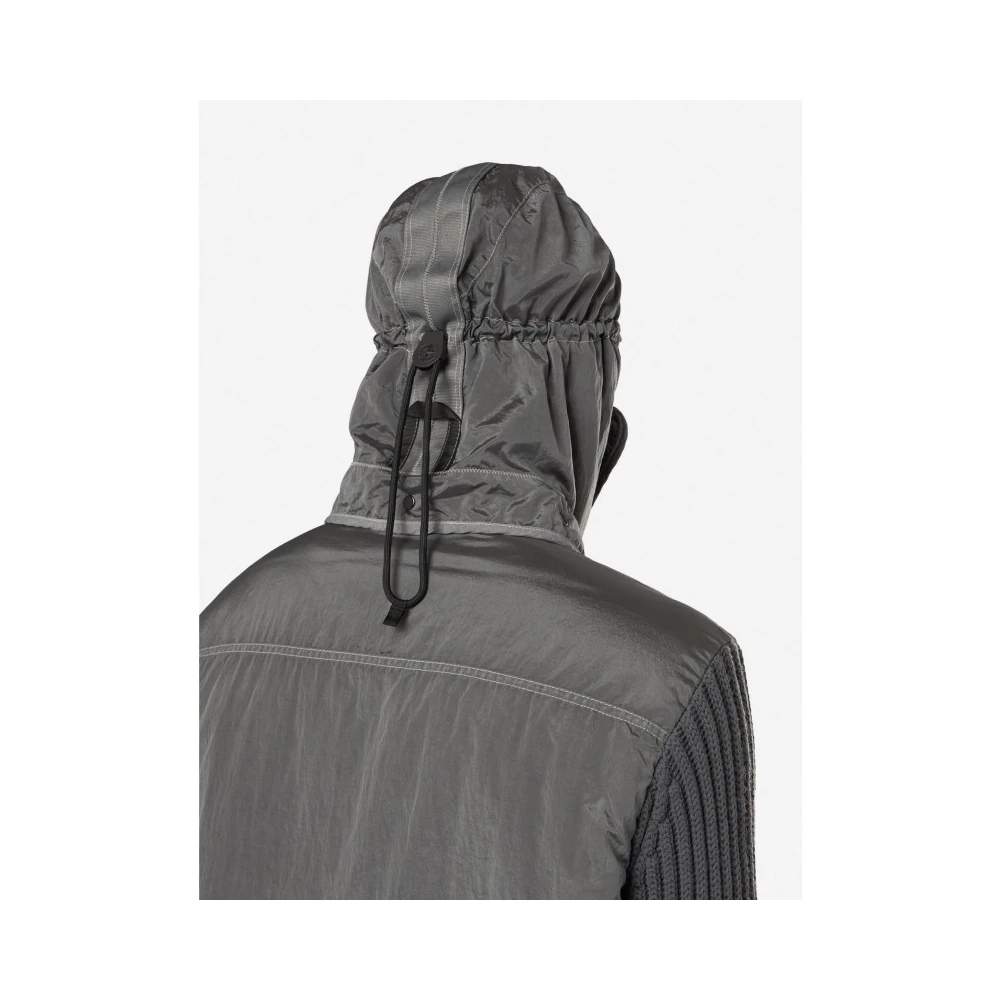 Stone Island Metallic Nylon Hoodie met Afneembare Capuchon Gray Heren