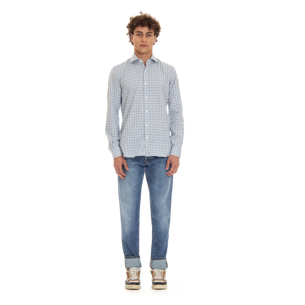 Barba Micro Patroon Maatwerk Overhemd Blue Heren