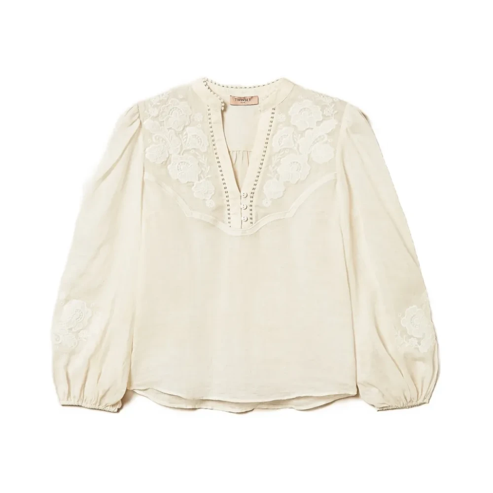 Twinset Beige Blouses, Female, Xl, Blusa Bordados