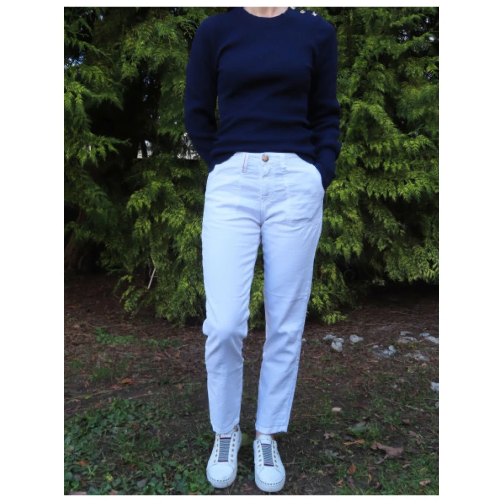 Islow Morgane Slim Hoge Taille Worker Broek White Dames