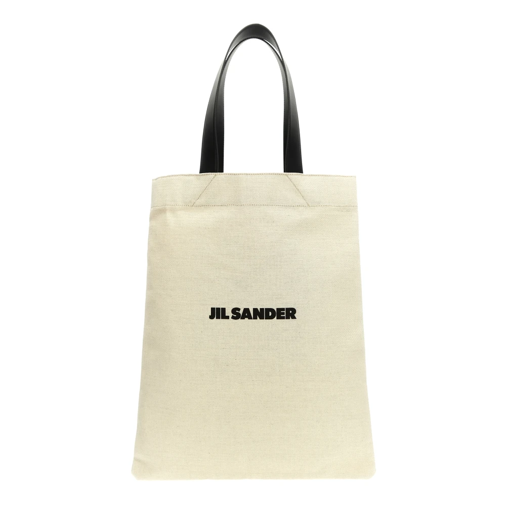 Jil Sander Women's Beige Flat Shopper Canvas Shopping Bag