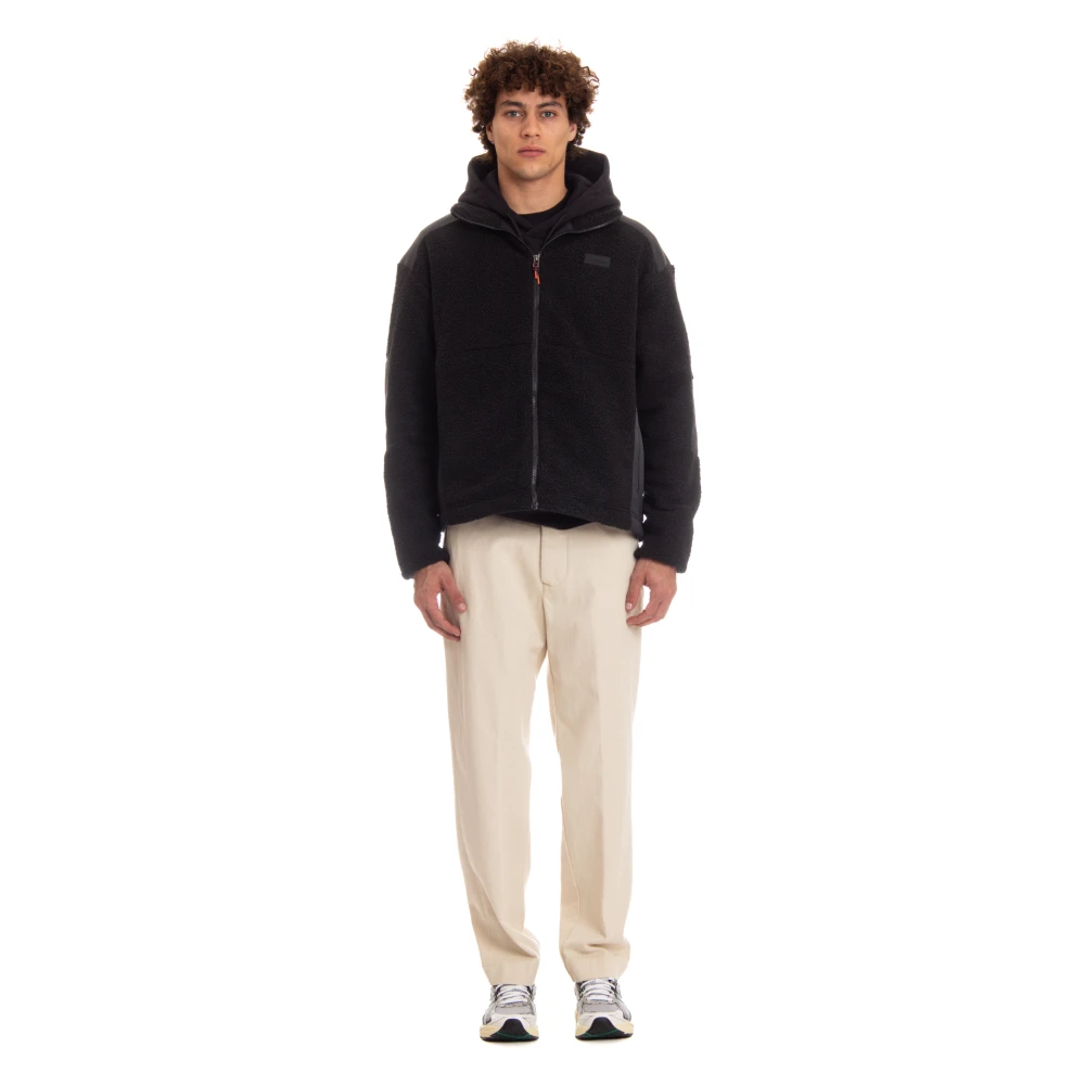 Cotopaxi Zwarte Trekkingstijl Jas met Nylon Details Black Heren