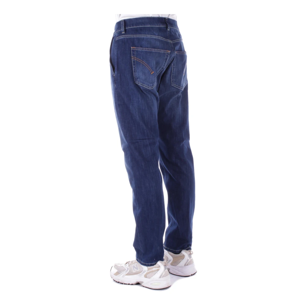 Dondup Blauwe Logo Jeans Regular Fit Blue Heren