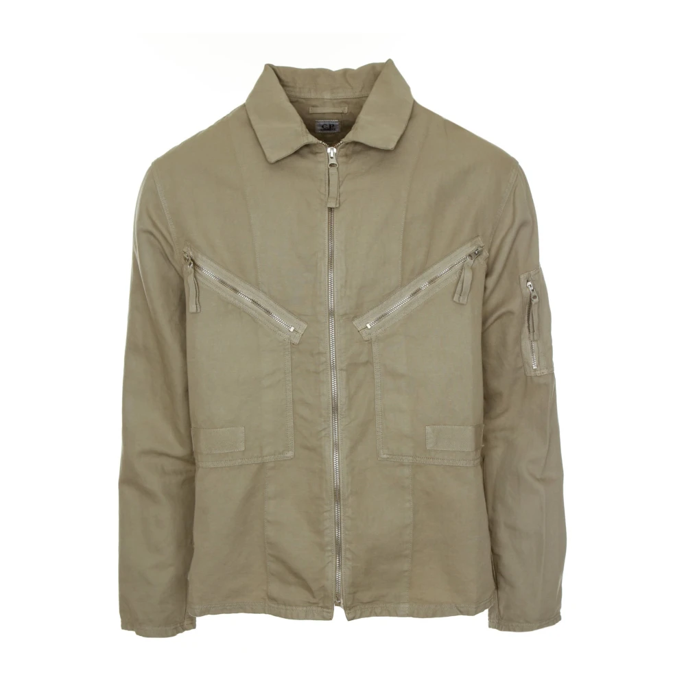 C.P. Company Overshirt met Asymmetrische Zakken en Rits Beige Heren