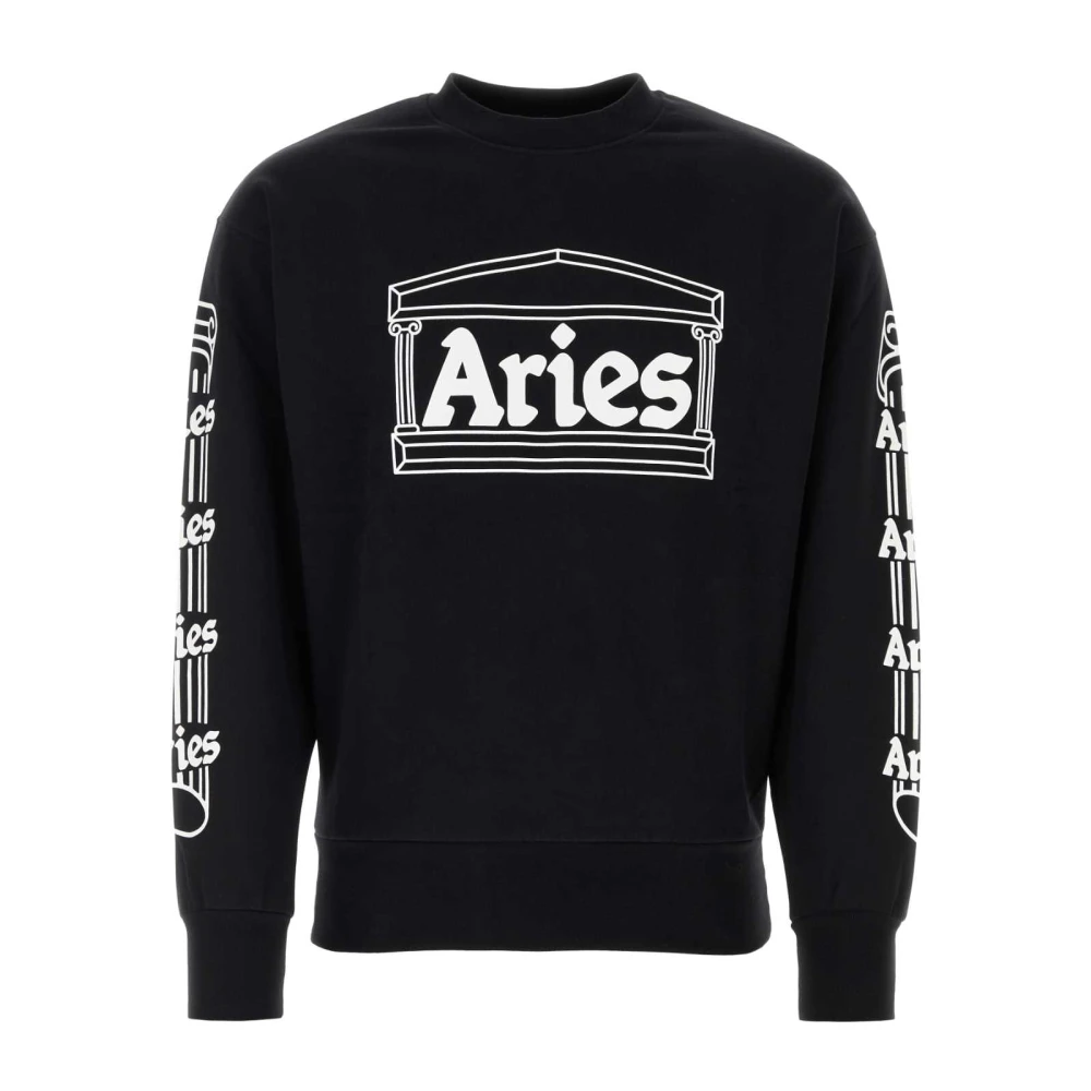 Aries Zwarte katoenen sweatshirt Black Heren