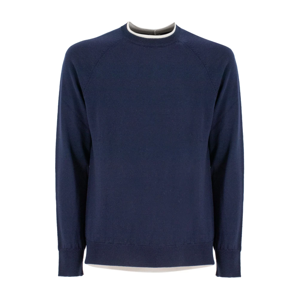 Eleventy Fijn Garen Crew-Neck Jumper Blue Heren