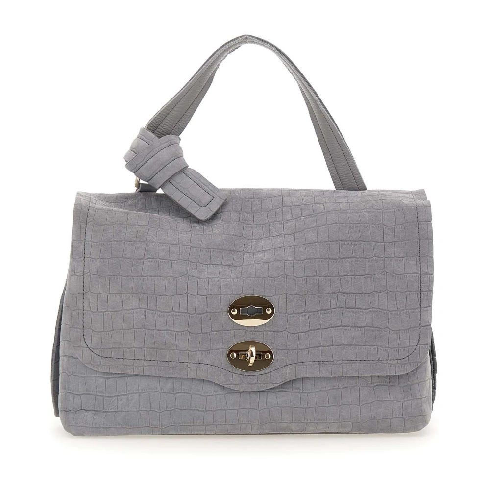 Zanellato Grijze Leren Schoudertas met Klep Gray Dames