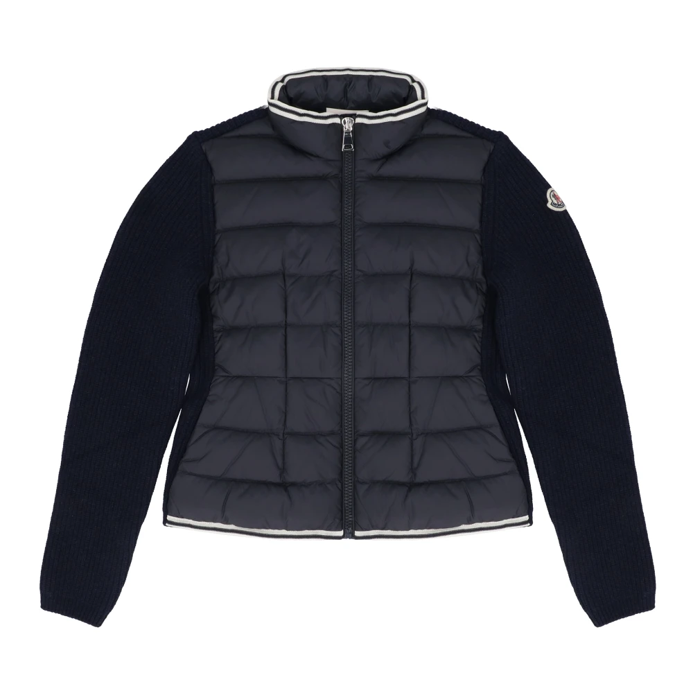 Moncler Vadderad frampanel ull kofta Blue, Flicka