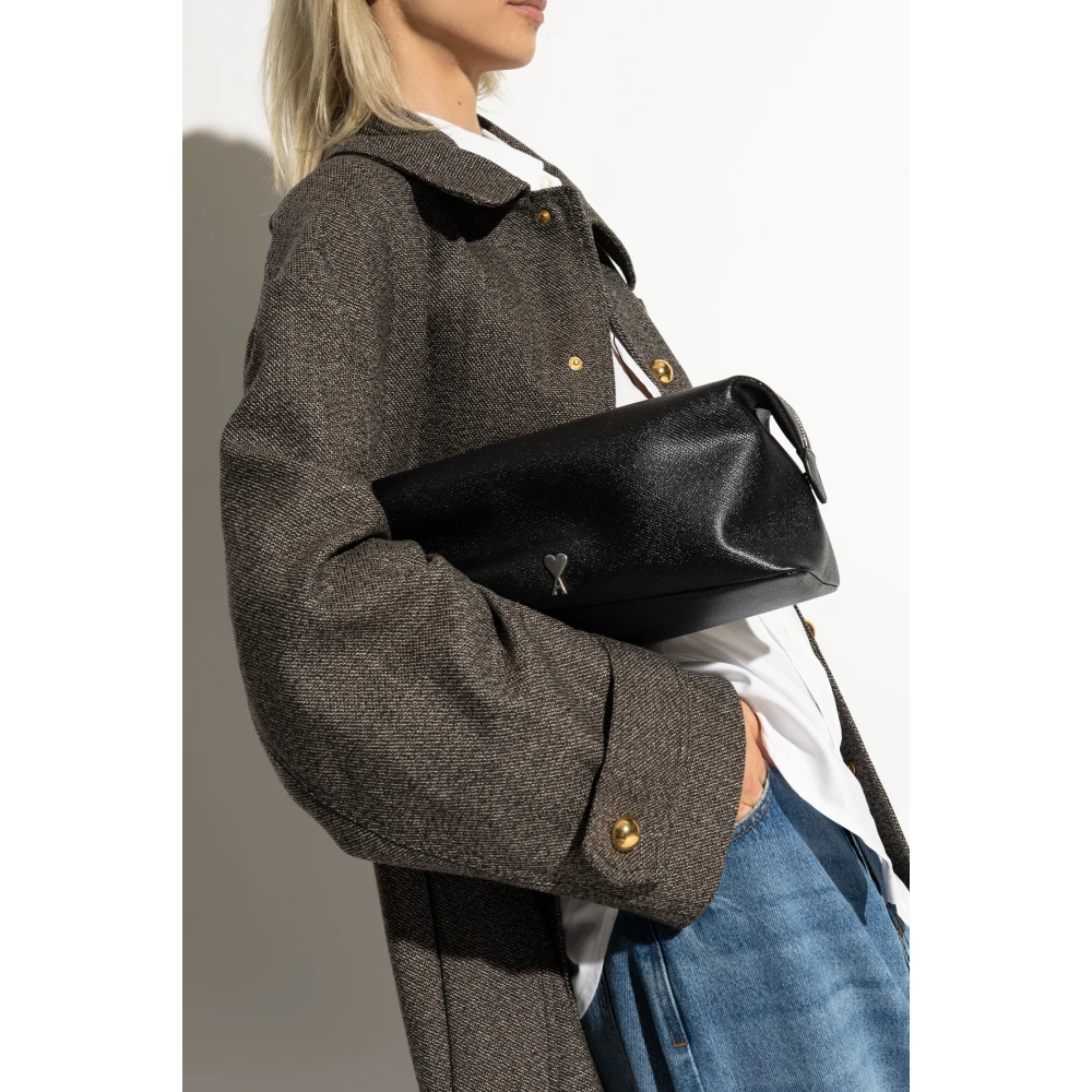 Ami Paris Leren cosmetische tas Black Unisex