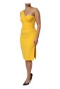 robe-jaune-a-une-epaule-avec-fente-laterale
