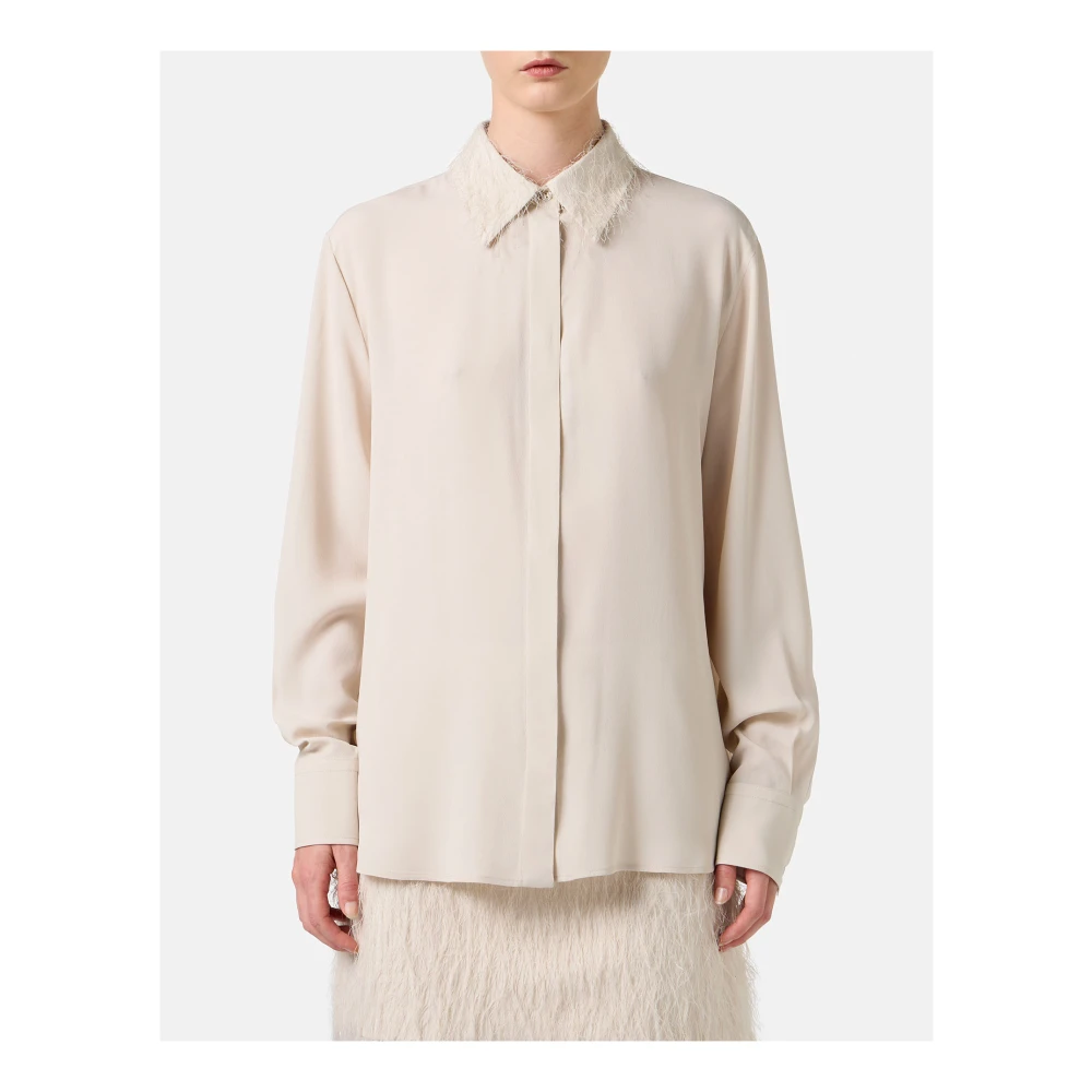 Iceberg Stoffige gekleurde zijde blend crepe de chine overhemd met elegante details Beige Dames