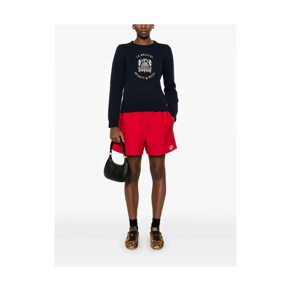 Sporty & Rich Navy Blue Crew Neck Sweater Blue Dames