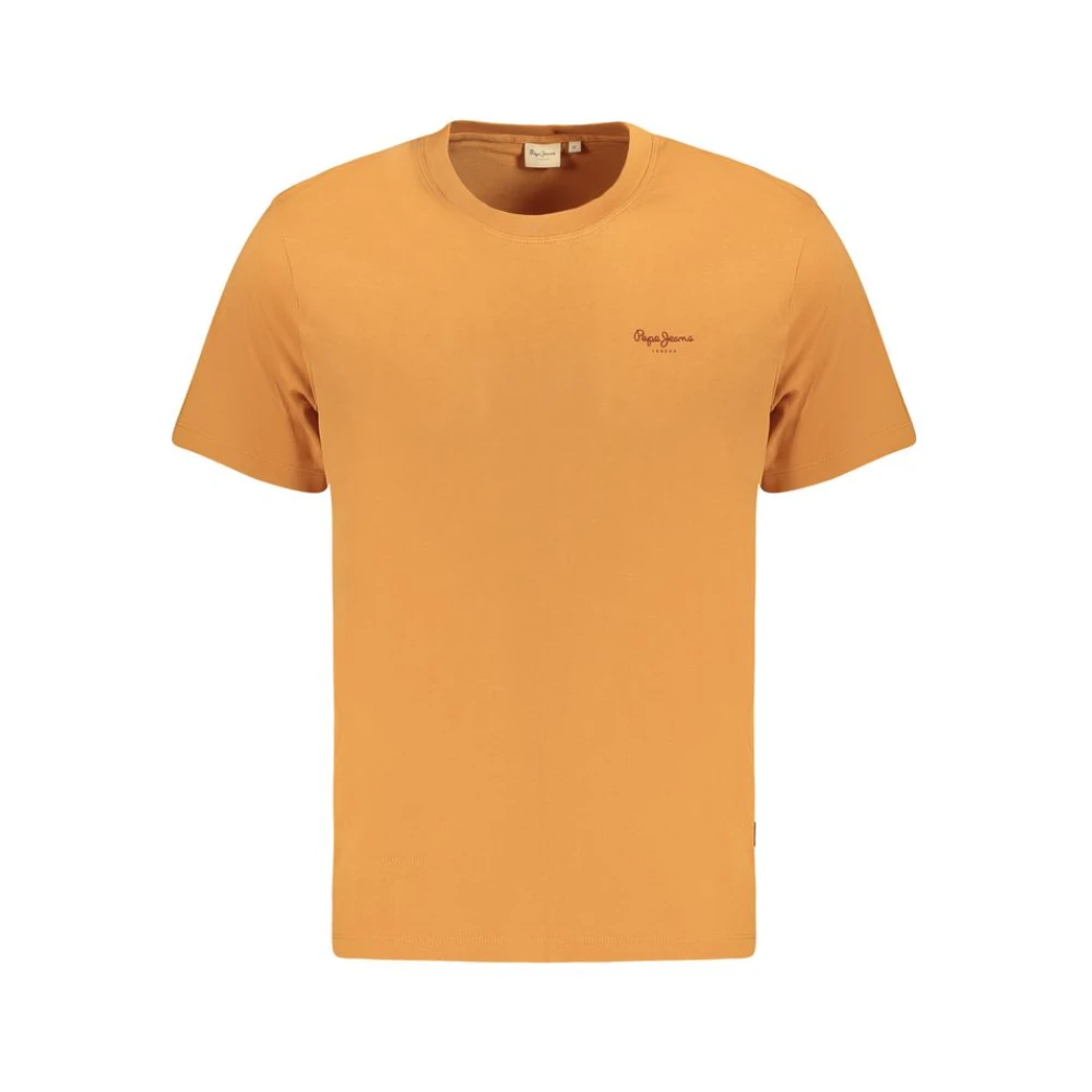 Pepe Jeans Men's Orange Logo Print Crew Neck T-Shirt