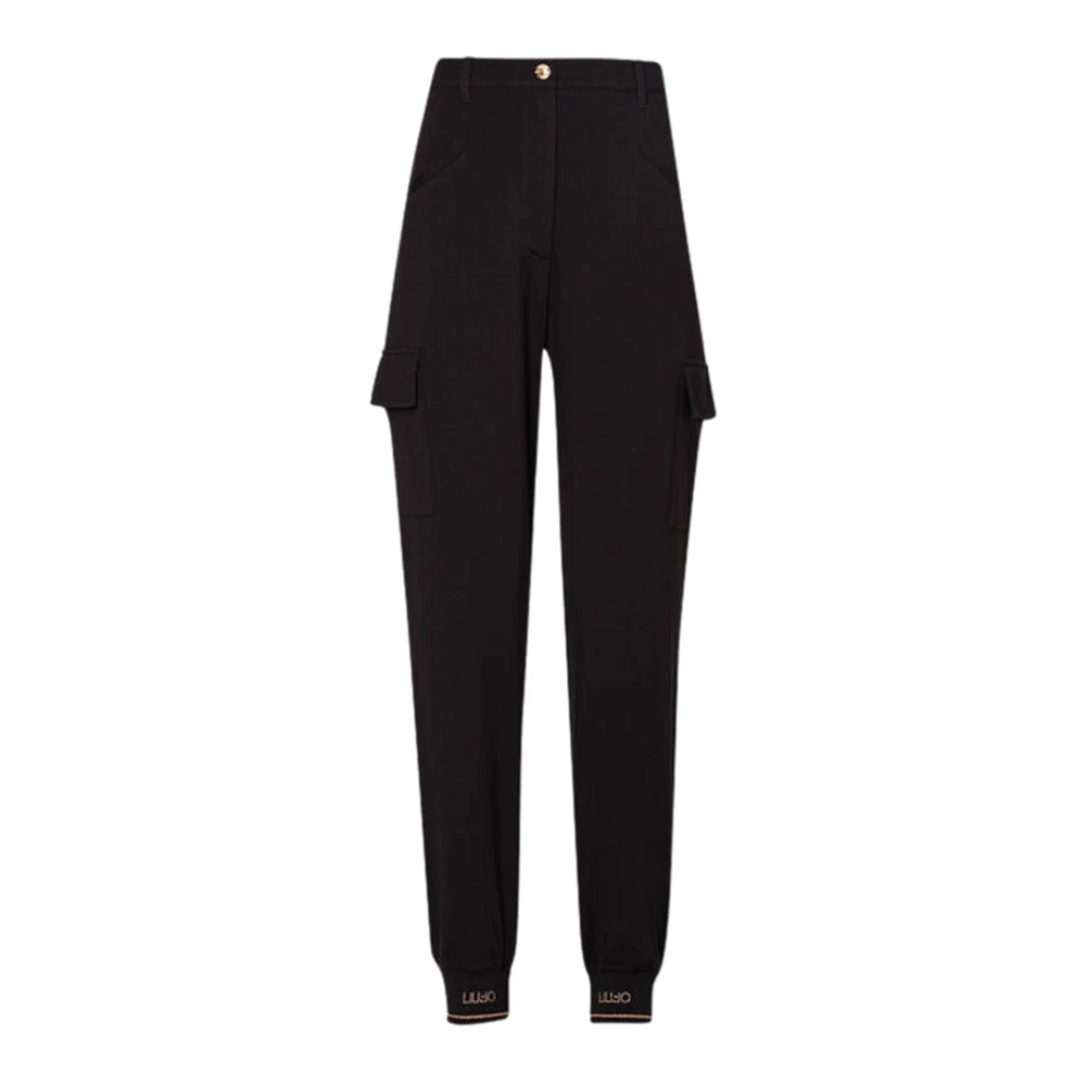 Liu Jo Enkel Elastische Logo Broek met Zakken Black Dames