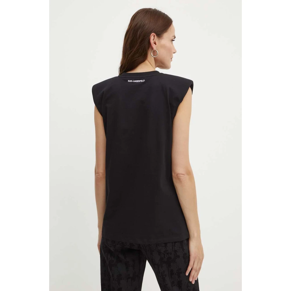 Karl Lagerfeld Tops met schouderkussentjes en logodetails Black Dames