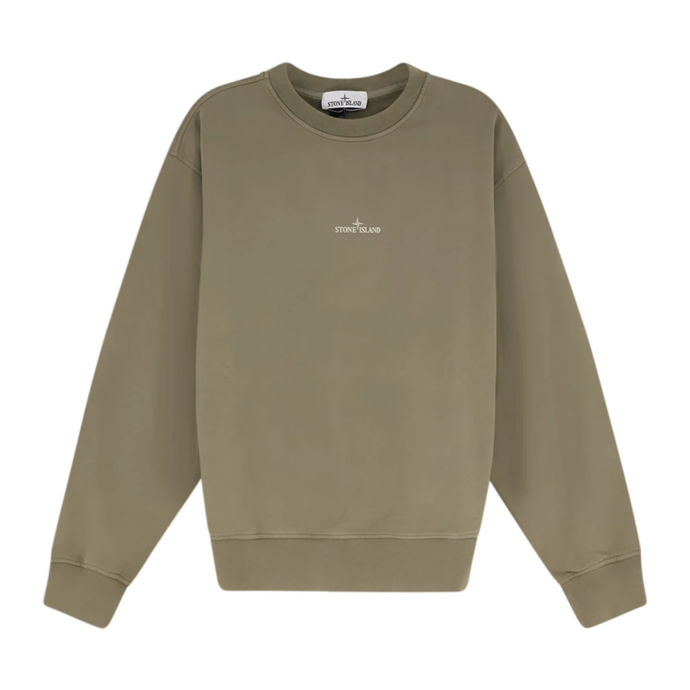 Stone Island Green Sweatshirts, Male, Xl, Crew Neck Sweatshirt