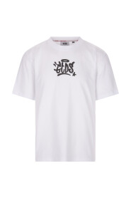 Hvid Bomuld T-shirt med GCDS Graffiti Print