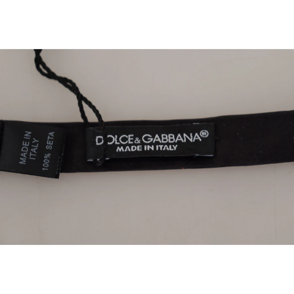 Dolce & Gabbana Elegante Zwarte Zijden Vlinderdas Black Heren