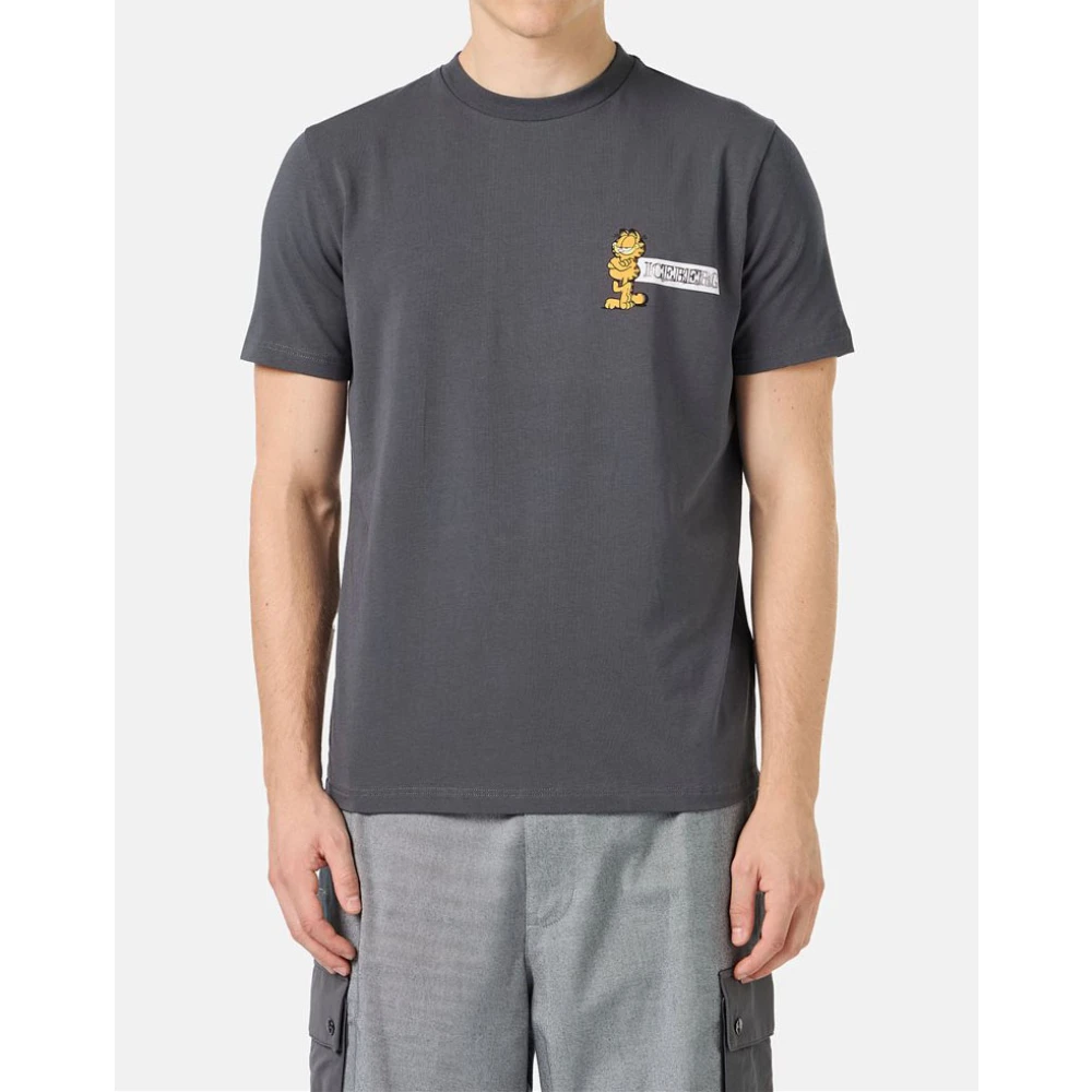 Iceberg Grijze slim-fit T-shirt in stretch jersey met Garfield-print en logo Gray Heren
