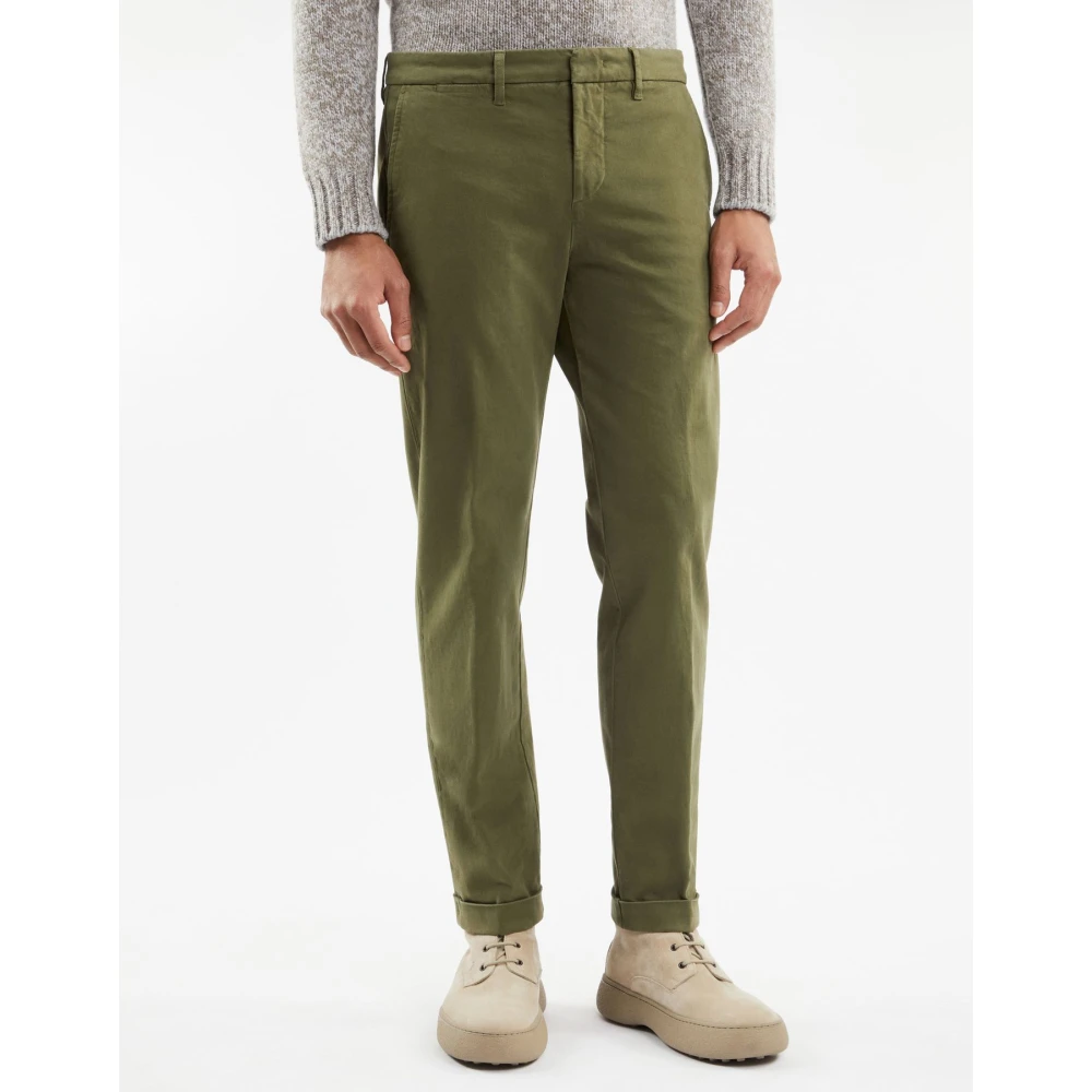 Fay Slim Gabardine Broek Green Heren