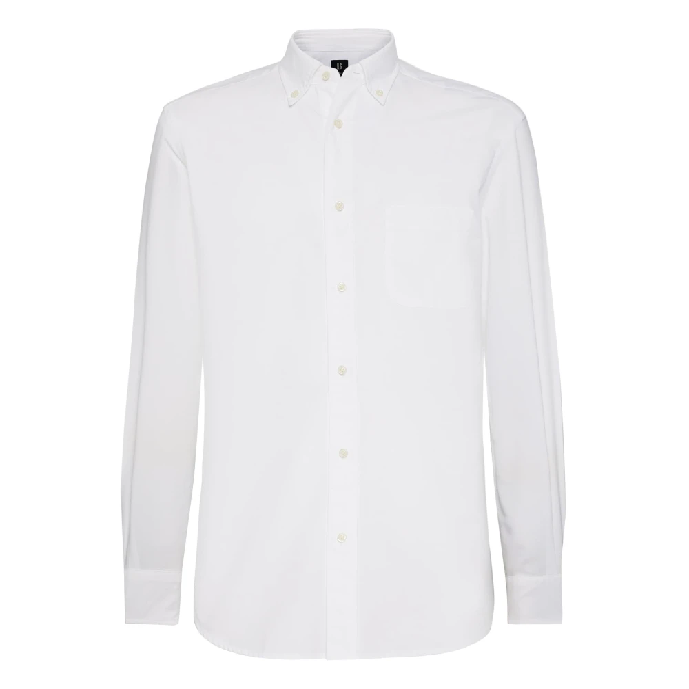 Boggi Milano Oxford Katoenen Overhemd Regular Fit White Heren