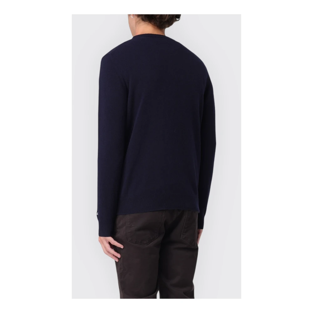 Woolrich Lamswol Crewneck Trui Blue Heren