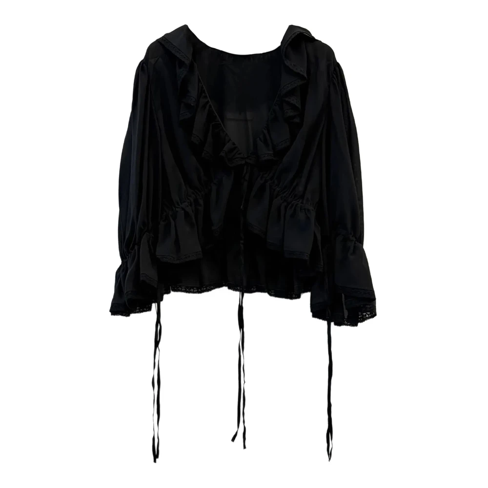 Chloé Women's Black Ruffled Silk-Georgette Blouse
