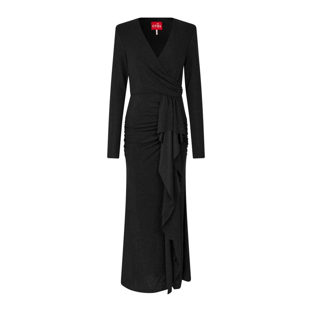 Cras Elegante Maxi Jurk met V-Hals Black Dames