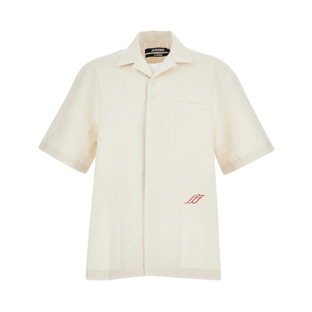 Jacquemus Men's Beige Short Sleeve Shirts, L, Romarin Shirt